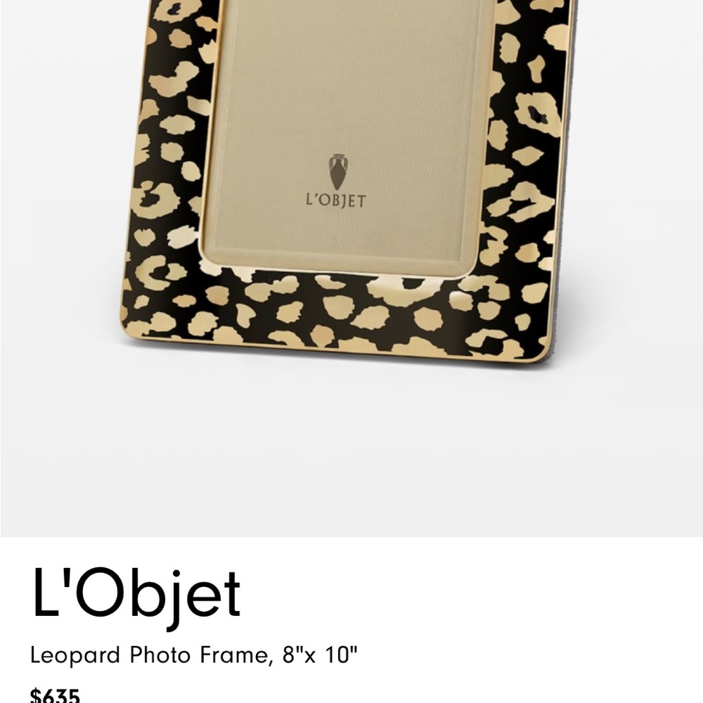 NWT L'Objet Leopard Photo Frame, 8"x 10"